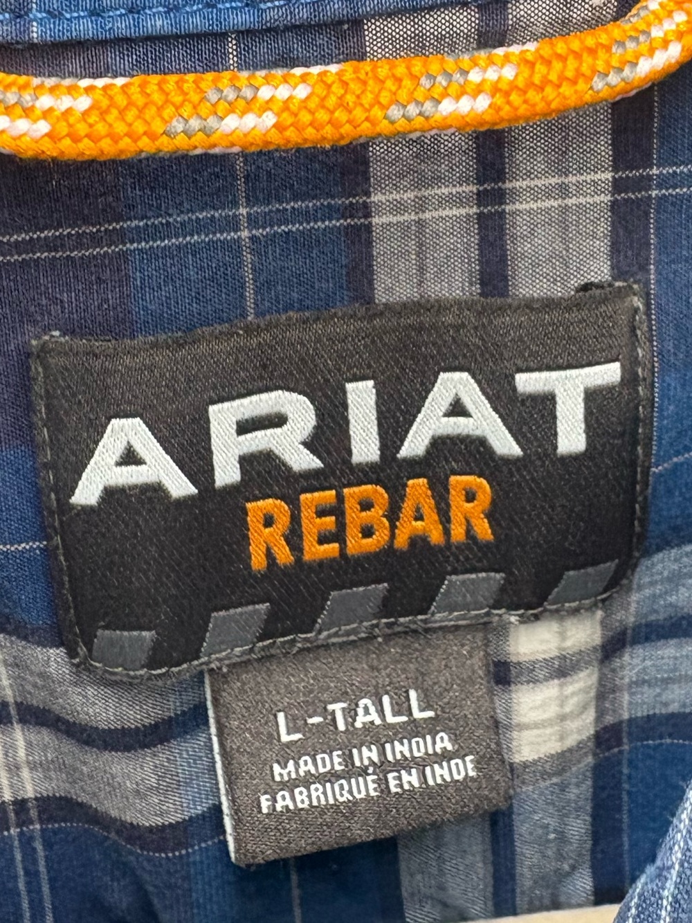 Ariat Rebar Men’s L Tall Blue Plaid Short Sleeve Button Down Work Shirt - Picture 7 of 12